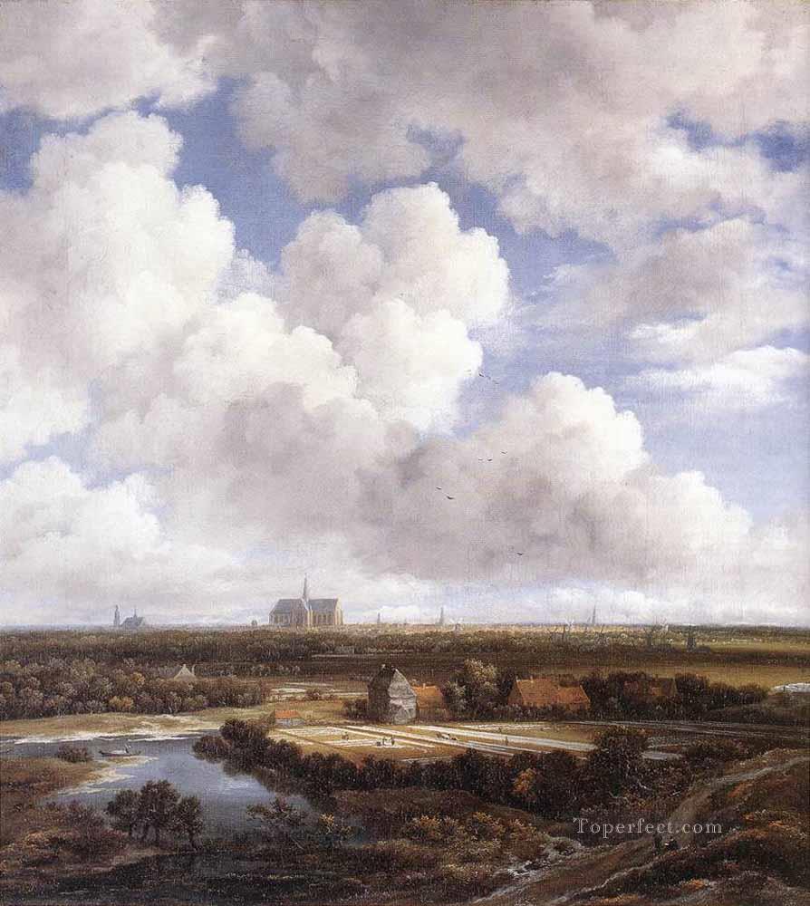 View Of Haarlem With Bleaching Grounds landscape Jacob Isaakszoon van Ruisdael river Oil Paintings
